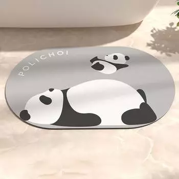 Anime Panda Diatomaceous Earth Bath Mat Cute Absorbent Bathroom Carpet Anti slip Floor Foot Mats Toilet Room Rug Doormat 40cmx60cm