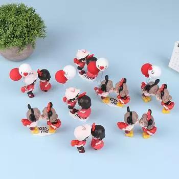 Аниме пары для автомобиля, модель украшения, милый поцелуй, воздушный шар, фигурка, авто украшение интерьера, розовая фигурка на приборной панели, аксессуары, подарки
