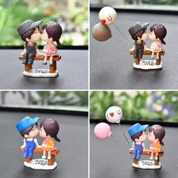 Аниме пары для украшения автомобиля модель милый поцелуй воздушный шар фигурка украшение салона автомобиля розовая приборная панель фигурка аксессуары Y8H2