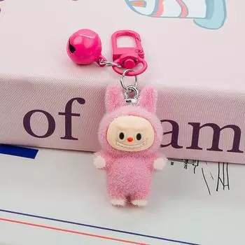 Аниме периферийное устройство Kawaii милый мультфильм Labubu брелок подвеска автомобильный брелок креативный рюкзак украшения аксессуары подарки красный
