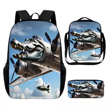 Аниме Периферийный Повседневный Рюкзак Студенческий Рюкзак, Подарок к школе, Школьная Сумка, Сумка для Ланча, Сумка для Карандашей Набор из Трех Предметов One Size