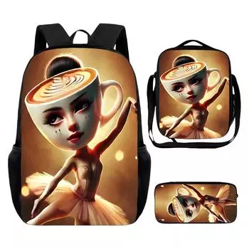 Аниме Периферийный Повседневный Рюкзак Студенческий Рюкзак, Подарок к школе, Школьная Сумка, Сумка для Ланча, Сумка для Карандашей Набор из Трех Предметов One Size