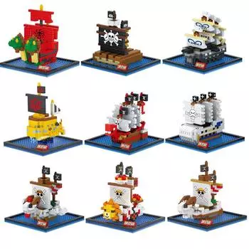 Аниме Периферия Строительные блоки Аниме Фигурка THOUSAND SUNNY Going Merry Игрушечные кирпичи Игрушки Головоломка Сборка Пиратская лодка With Box