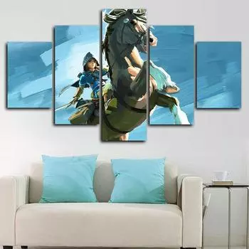 Аниме персонажи игры Лошадь 5 панель холст картина печать стены искусства холст живопись Настенный декор для гостиной плакат без рамки 20x35cm*2 20x45cm*2 20x55cm*1