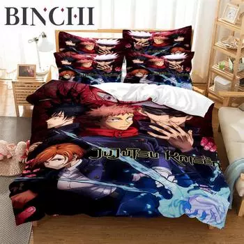 Аниме персонажи Комплект постельного белья Пододеяльник Комплект постельного белья 3D Цифровая печать Постельное белье Queen Size Комплект постельного белья Модный дизайн EU single(135x200cm)&set