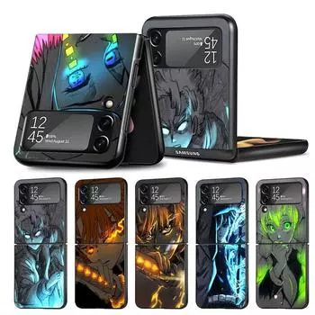 Anime Phone Case for Samsung Galaxy Z Flip 3 5G ZFlip3 ZFlip Z Flip 4 zflip Flip3 Flip4 Demon Slayer Kamado Black Cases Shell Samsung Z Flip 5G