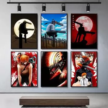 Аниме-плакаты «Человек с бензопилой», японское аниме, Манга Денджи, «Человек с бензопилой», настенная живопись на холсте, картина Pochita для гостиной, деко 21cm30cm NoFrame