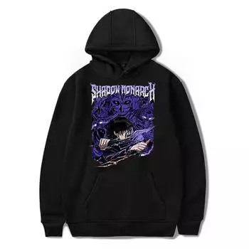 Аниме Поднятие уровня в одиночку Сон Джин У Графический принт Толстовка с капюшоном Мужская Женская Манга Толстовки Свободная Повседневная Толстовка Харадзюку Мужской Пуловер XS чёрный