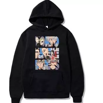 Anime Print Hooded Jumper Hoodie XS