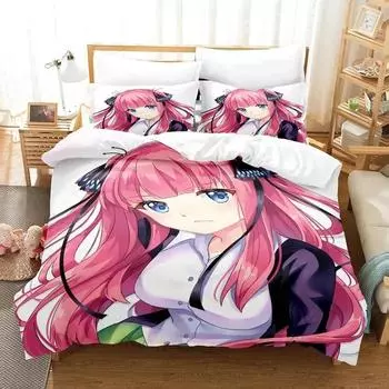 Anime Quintessential Quintuplets Bedding Set Duvet Cover Bed Set Quilt Cover Pillowcase Comforter king Queen Size 70x133cm 2pcs