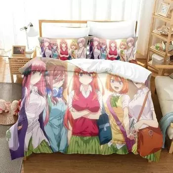 Аниме Quintessential Quintuplets Комплект постельного белья для мальчиков и девочек Twin Queen Size Пододеяльник Наволочка Кровать Дети Взрослые Домашний текстиль EU Single 135x200cm