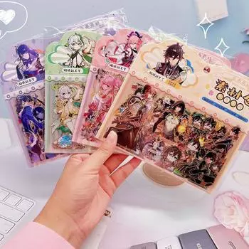 Аниме Raiden Shogun лазерные наклейки DIY Yae Miko наклейки для ноутбука, багажа, скейтборда, мотоцикла, детские игрушки Nilou