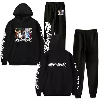 Аниме REVENGER 2D толстовки с капюшоном толстовки + спортивные штаны для отдыха спортивный костюм мужские и женские комплекты L