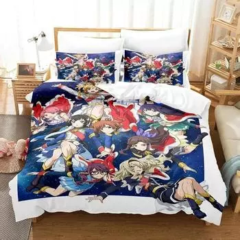 Anime Revue Starlight Bedding Set Boys Girls Twin Queen Size Duvet Cover Pillowcase Bed Boys Adult Fashion Home Textileextile EU single(135x200cm)