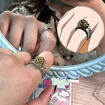 Аниме Ртутная лампа, кольцо для косплея Sui Gin Tou, женское розовое готическое ретро кольцо Reiner Rubin, регулируемые кольца, ювелирные изделия resizable