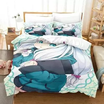 Anime Sagiri Izumi Eromanga Sensei Bedding Set Duvet Cover Bed Set Quilt Cover Pillowcase Comforter king Queen Size Boys Adult US King 264x228cm