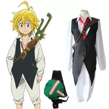 Аниме «Семь смертных грехов» Nanatsu No Taizai Dragon s Sin of Wrath Meliodas Косплей Костюм Хэллоуин Карнавал Полный комплект униформы S бежевый