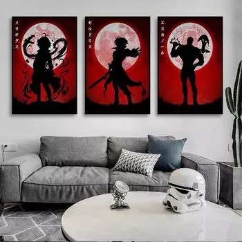 Аниме «Семь смертных грехов», настенные художественные принты, силуэт, стиль, постер, холст, живопись и украшение комнаты, фреска для современного домашнего декора, без рамки 21*30cm