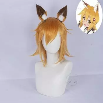 Аниме Sewayaki Kitsune no Sko-san Seno парики Косплей Костюм Хэллоуин вечерние Лолита градиент короткие волосы парик с ушками One Size оранжевый