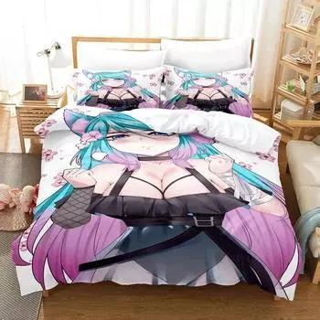 Anime Sexy Girls Silvervale Bedding Set Duvet Cover Bed Set Quilt Cover Pillowcase Comforter king Queen Size Boys Adult Bedding 70x133cm 2pcs
