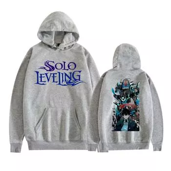 Аниме Solo Leveling Sung Jin Woo Графический принт с капюшоном для мужчин и женщин Толстовки с капюшоном Manga Свободная повседневная толстовка Harajuku Пуловер XS серый