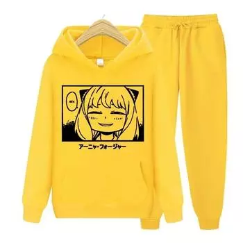 Аниме SPX, осенне-зимние толстовки + брюки, комплект из двух предметов, женские толстовки с принтом, спортивные костюмы, брюки для бега, плотная теплая одежда S