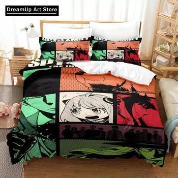 Anime Spy X Family Anya Bedding Set Duvet Cover Bed Set Quilt Cover Twin Single Queen King Size Boys Adult Home Textile Decor EU Single 90x200cm