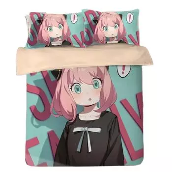 Комплект постельного белья Anime Spy X Family, пододеяльник Anya, постельное белье Spy Family Twin Queen Size, декор детской спальни, детские подарки 135x200cm-2pcs
