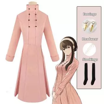 Аниме Spy X Family Yor Forger костюмы для косплея розовое платье длинный парик серьги головные уборы чулки Yor Briar повседневный наряд для женщин и девочек S