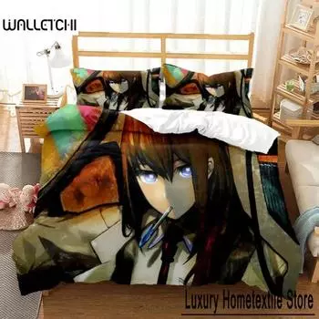 Аниме Steins Gate Kurisu Makise Комплект постельного белья для мальчиков и девочек Twin Queen Size Пододеяльник Наволочка Детская кровать Взрослый Домашний Текстиль 70x133cm 2pcs