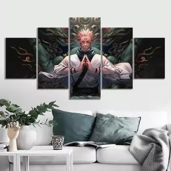Аниме Sukuna Jujutsu Kaisen анимация 5 шт. HD настенное искусство холст постеры живопись для гостиной домашний декор изображение украшение 20x35 20x45 20x55cm
