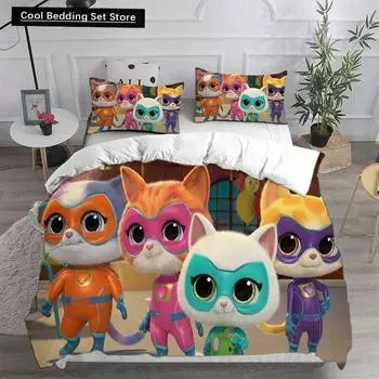 Anime Super Kitties Bedding Sets Comforter Quilt Bed Cover Duvetcover Pillow Case 2-3 Pieces Sets Kids Adult Size Home Textiles 70x133cm 2pcs