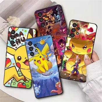 Аниме супер милые P-Pokemons для Samsung A55 A35 A25 A15 A14 A73 A53 A13 A05S A03S A02S A71 A52 A32 черный мягкий чехол для телефона Samsung A02S