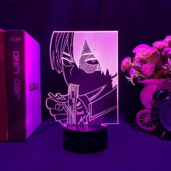 Аниме светодиодный светильник My Hero Academia Shoto Todoroki Eat Noodle для декора спальни подарок на день рождения ночник манга креативные украшения