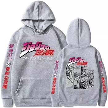 Аниме Свободная флисовая толстовка с капюшоном XS серый