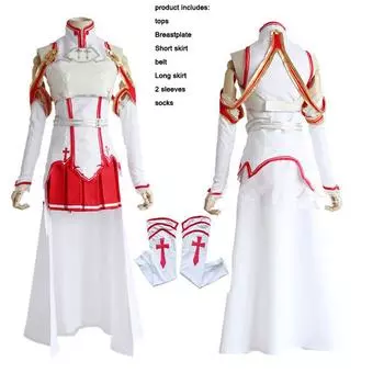 Аниме Sword Art Online костюм для женщин Юки Асуна, полный комплект, платье SAO Asuna, боевой костюм, нарядные платья XL