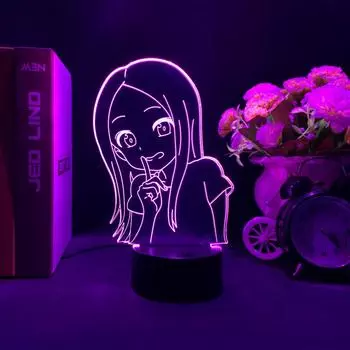 Аниме Teasing Master Takagi San Night Light Изменение цвета прикроватная лампа Крутой подарок для отаку
