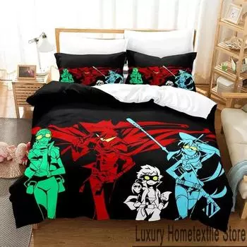 Anime Tengen Toppa Gurren Lagann Bedding Set Duvet Cover Bed Set Quilt Cover Pillowcase Comforter king Queen Size Boys Adult EU Single 135x200cm