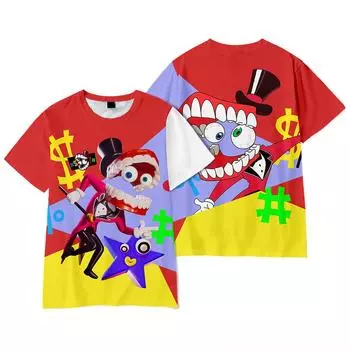 Аниме The Amazing Digital Circus футболки Harajuku, винтажная новая потертая футболка для мужчин, уличная футболка в стиле хип-хоп, футболка большого размера