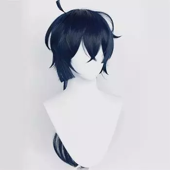 Anime The Case Study of Vanitas Cosplay Wig Vanitas No Karte Dark Blue Hair Earring Ear Clips Heat Resistant Hair Wigs + Wig Cap One Size
