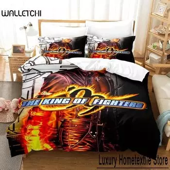 Anime The King Of Fighter Bedding Set Boys Girls Twin Queen Size Duvet Cover Pillowcase Bed Kids Adult Home Textile Customizable 70x133cm 2pcs