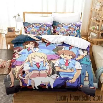 Anime The Pet Girl of Sakurasou Mashiro Shiina Bedding Set Boys Girls Twin Queen King Size Duvet Cover Pillowcase Bed boys Adult EU Single 135x200cm
