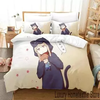 Anime The Pet Girl of Sakurasou Shiina Mashiro Bedding Set Duvet Cover Bed Set Quilt Cover Pillowcase Comforter king Queen Size EU Single 135x200cm
