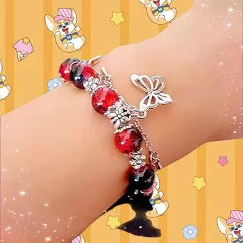 Аниме Tian Guan Ci Fu Браслет Xie Lian Heaven s Official S Blessing Beads Chain Butterfly Подвеска Браслет Косплей Ювелирные изделия Подарок A