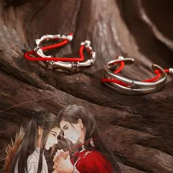 Аниме Tian Guan Ci Fu Ring Heaven Official s Blessing Hua Cheng Xie Lian Косплей Унисекс Регулируемые кольца с красной линией Ювелирные изделия Подарки resizable