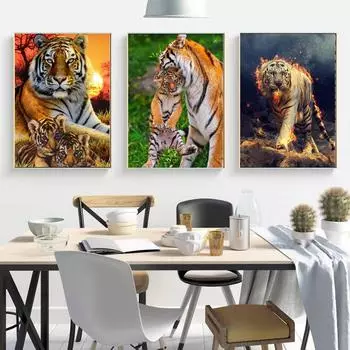 Аниме-тигр в романтическом стиле с рисунком Ever Moment, плакаты и принты 35x35 см 20x15CM разноцветный