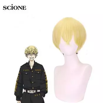Аниме Токио Мстители Чифую Мацуно Короткий парик Косплей Костюм Термостойкие синтетические волосы Мужчины Женщины Карнавальные вечерние парики золотой