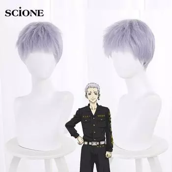 Аниме Токио Мстители Косплей Парик Такаши Мицуя Косплей Головные Уборы Фиолетовый Парик Тепло Синтетическое Волокно Волосы Бесплатная Парик Кепка Cos Prop Length 32CM