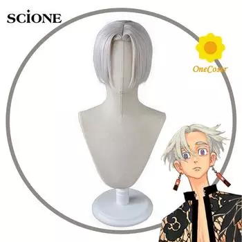 Аниме Токио Мстители Курокава Изана Косплей Парик Серебристые Короткие Волосы Термостойкое Волокно Волосы + Бесплатная Парик Кепка Хэллоуин Вечеринка