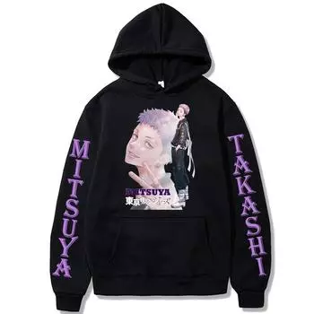 Аниме Токио Мстители Мицуя Такаши Толстовка с принтом Забавная одежда в стиле аниме Мужчины Женщины Толстовка с капюшоном с длинными рукавами Осенний пуловер S серый
